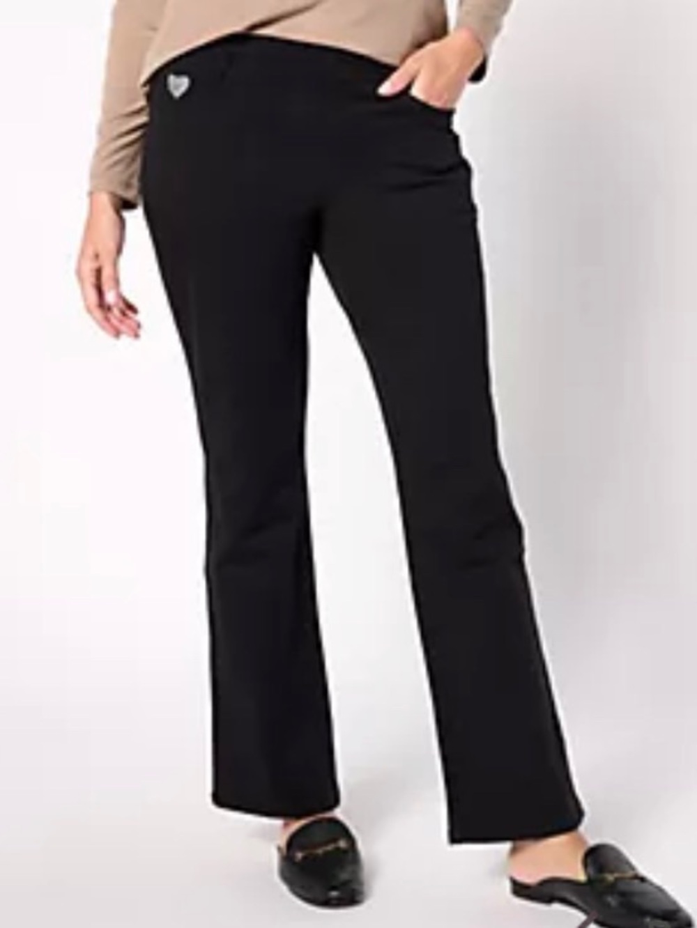 Quacker Factory DreamJeannes Flat Waistband Bootcut Black Jeans 1X